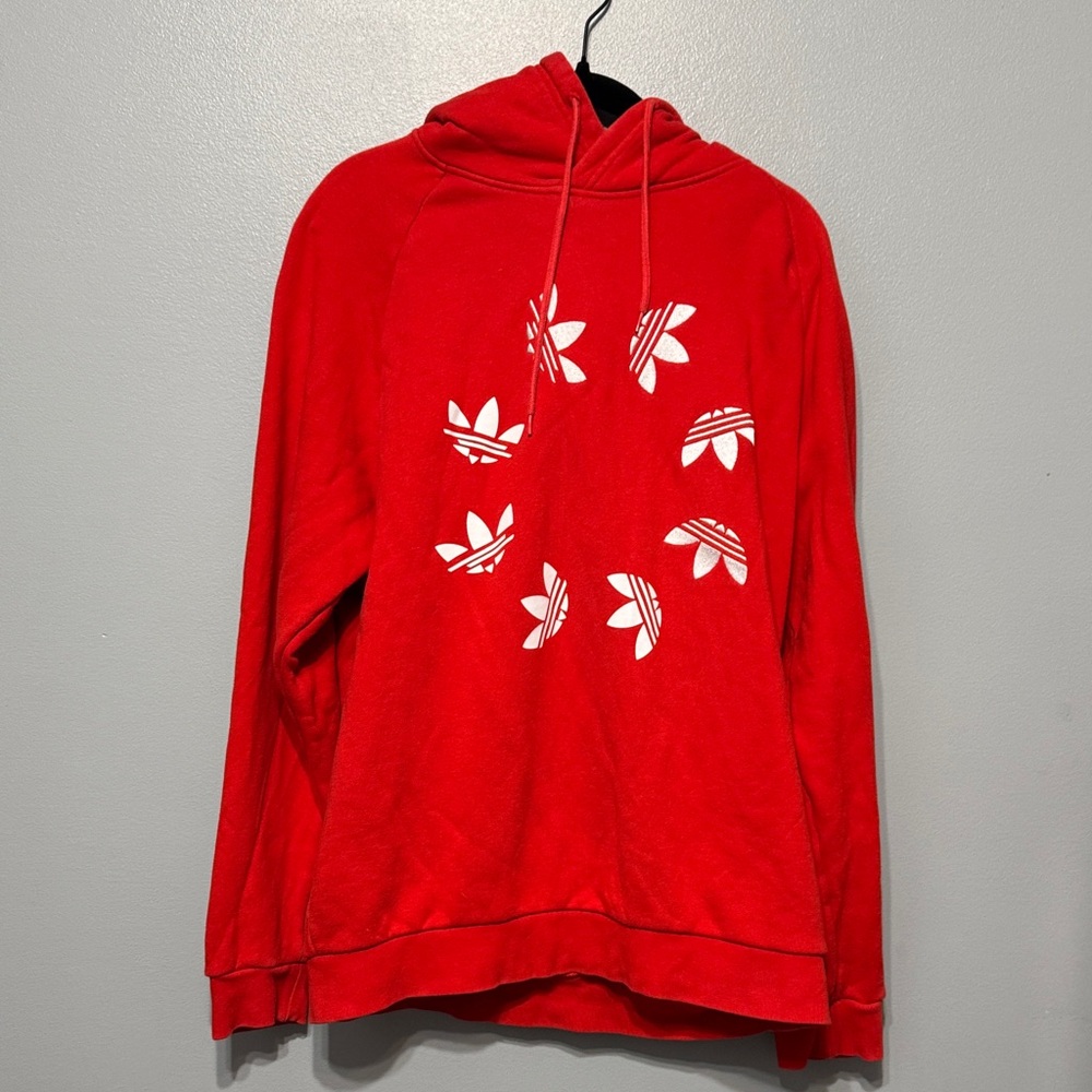 adidas Red Hoodie with White Logo